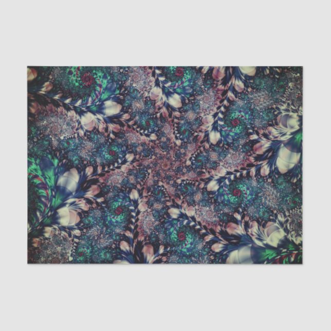 Abstract Aqua Fractal 36 Background  Tissue Paper (Front)