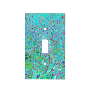 Abstract Aqua Green and Purple Coneflower Garden Light Switch Cover