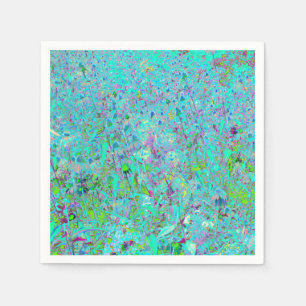 Abstract Aqua Green and Purple Coneflower Garden Napkins