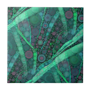 Abstract Aqua Green Purple Retro Circle Mosaic Ceramic Tile