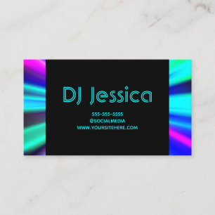 Abstract Aqua Neon Lights Night Club DJ Business Card