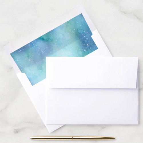  Abstract Aqua Ocean Sea Watercolor Envelope Liner