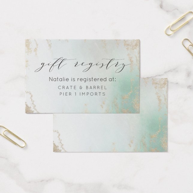 Abstract Aqua Ombre Fade with Frosted Gold Glitter (Office)