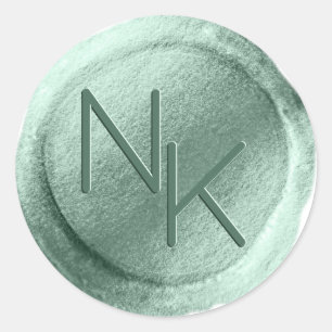 Abstract Aqua Ombre Fade with Frosted Gold Glitter Classic Round Sticker