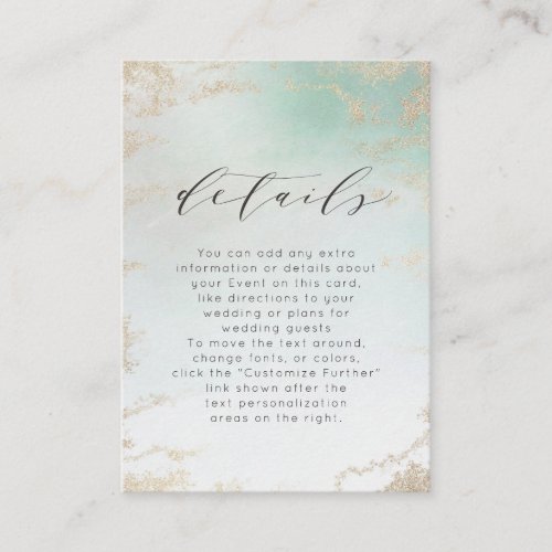 Abstract Aqua Ombre Fade with Frosted Gold Glitter Enclosure Card