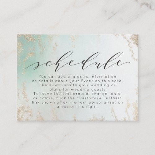 Abstract Aqua Ombre Fade with Frosted Gold Glitter Enclosure Card