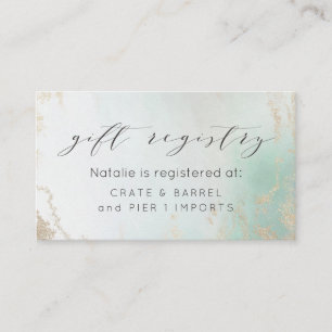 Abstract Aqua Ombre Fade with Frosted Gold Glitter Enclosure Card