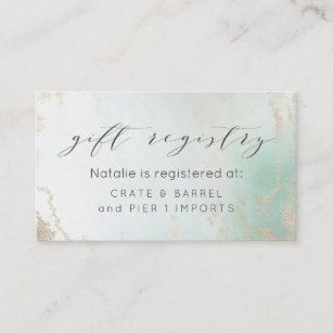 Abstract Aqua Ombre Fade with Frosted Gold Glitter Enclosure Card