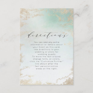 Abstract Aqua Ombre Fade with Frosted Gold Glitter Enclosure Card