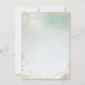Abstract Aqua Ombre Fade with Frosted Gold Glitter Invitation (Back)