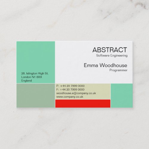 Abstract Aqua &amp; Red Business Card