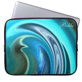 Abstract Aqua Seahorse Laptop Sleeve *Personalize*