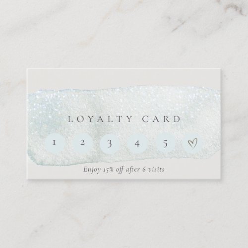 Abstract Aqua Silver Brush Stoke 6 Punch Loyalty Business Card