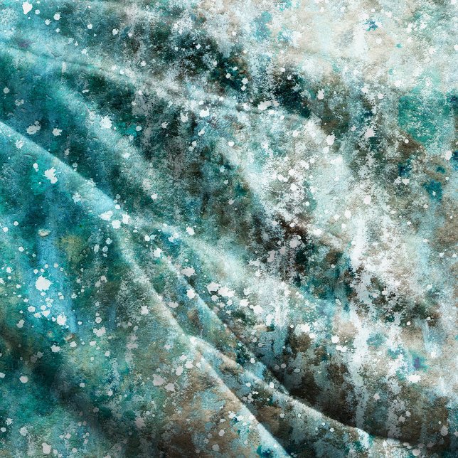 Abstract Aqua Watercolor Flourish 60"x80" Fleece Blanket (Creator Uploaded)