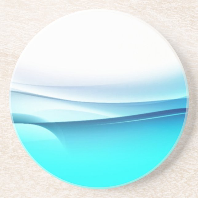 Abstract Aqua Waves Sandstone Coaster (Front)