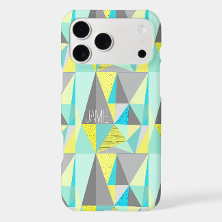 Abstract Aqua Yellow Gray Geometric Personalized iPhone 17 Pro Max Case