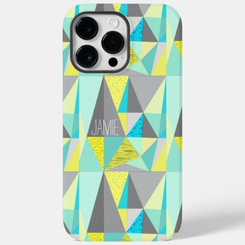 Abstract Aqua Yellow Gray Geometric Personalized Case_Mate iPhone 14 Pro Max Case