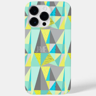 Abstract Aqua Yellow Gray Geometric Personalized Case-Mate iPhone 14 Pro Max Case