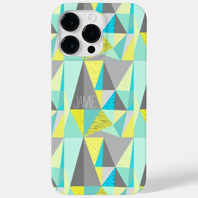 Abstract Aqua Yellow Gray Geometric Personalized Case-Mate iPhone Case (Back)