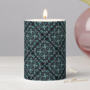 Abstract Aquatic Shaded Repeating Pattern Swirls Pillar Candle