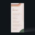 Abstract Arch Beige menu cards, Terracotta, Rust<br><div class="desc">Modern boho menu cards with arch shapes. The main color of the menu card is beige,  with arch shapes in dark green,  rust,  and terracotta colors. Following modern trends,  this menu will surely be a striking detail on the table.
Collection: https://www.zazzle.com/collections/boho_arch_abstract_wedding_collection-119061662657911589</div>