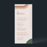 Abstract Arch Beige menu cards, Terracotta, Rust<br><div class="desc">Modern boho menu cards with arch shapes. The main color of the menu card is beige,  with arch shapes in dark green,  rust,  and terracotta colors. Following modern trends,  this menu will surely be a striking detail on the table.
Collection: https://www.zazzle.com/collections/boho_arch_abstract_wedding_collection-119061662657911589</div>