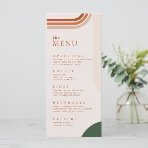 Abstract Arch Beige menu cards Terracotta Rust
