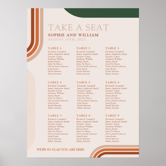 Abstract Arch Wedding Seating chart sign poster (Front)