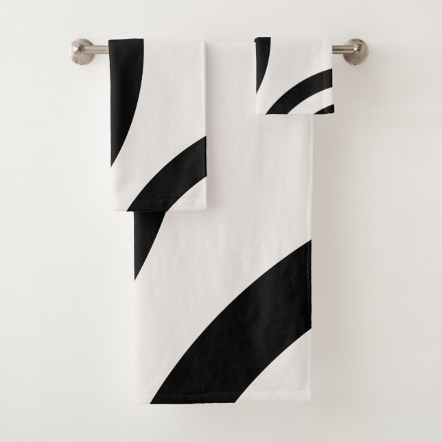 Abstract Arches Modern Black And White Lines Bath Towel Set (Insitu)