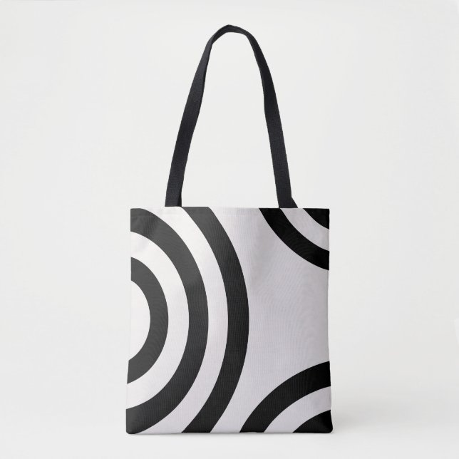 Abstract Arches Modern Black And White Lines Tote Bag (Front)