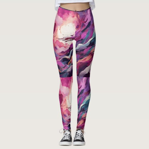 Abstract Aria Swirling Sunset Leggings