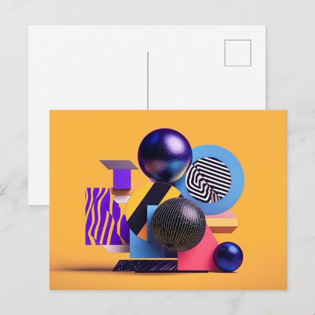 Abstract arrangement with colorful spheres postcard (Front/Back)