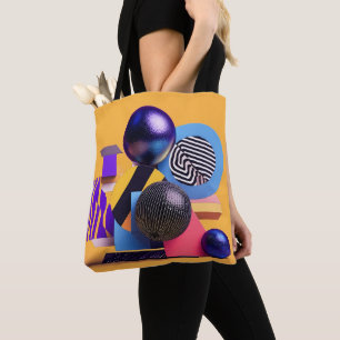 Abstract arrangement with colorful spheres tote bag