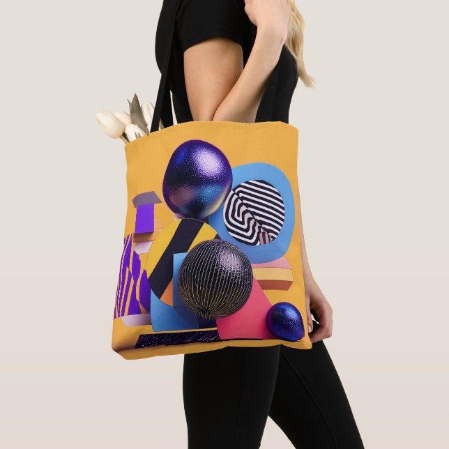 Abstract arrangement with colorful spheres tote bag (Close Up)