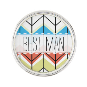 Abstract Arrow Aqua Yellow Gray Best Man Pin