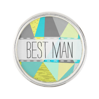 Abstract Arrow Aqua Yellow Gray Best Man Pin