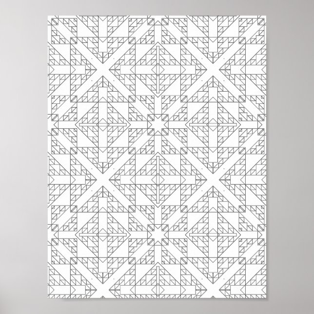 Abstract Arrow Grid Coloring Page Tribal Geometry Poster (Front)