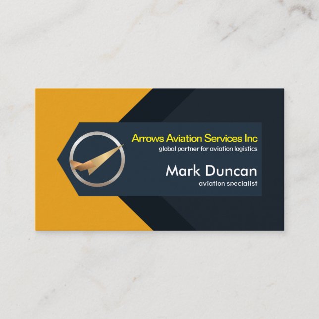 Abstract Arrowhead Aeroplane Logistics Pilot Business Card (Front)