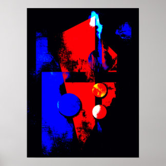 Abstract Art 008, Red, Blue And Black Colors Poster