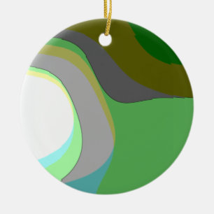 Abstract Art 303 - Green Blue Yellow Groovy Retro Ceramic Ornament