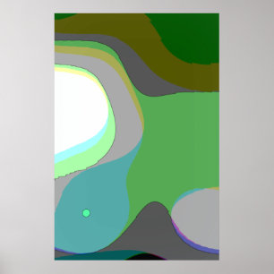 Abstract Art 303 - Green Blue Yellow Groovy Retro Poster