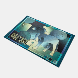 Abstract ART - A HORSE - blue sand Doormat