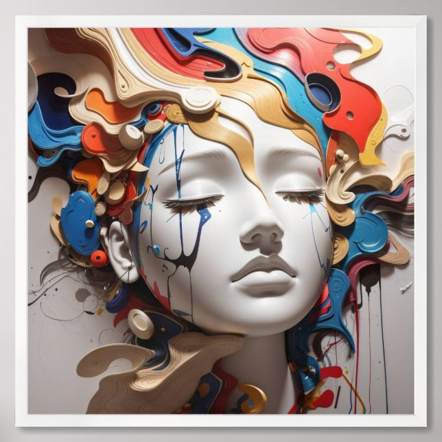 Abstract Art about Crying Face Framed Art (Framed Front)