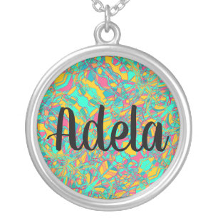 abstract art Adela name retro look Silver Plated Necklace