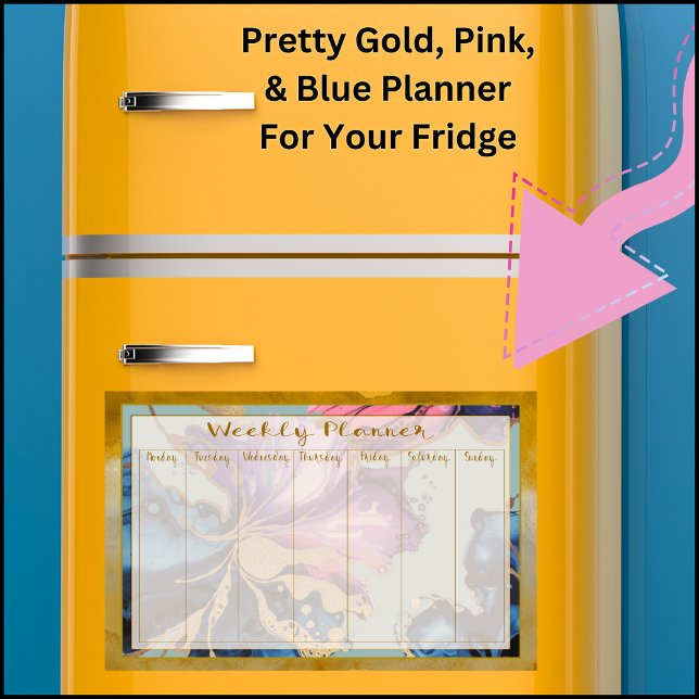 Abstract Art Alcohol Ink Pink Gold Weekly Planner Magnetic Dry Erase Sheet (Abstract Art Alcohol Ink Pink Gold Blue Weekly Planner Magnetic Dry Erase Sheet. Get Organized Now!)