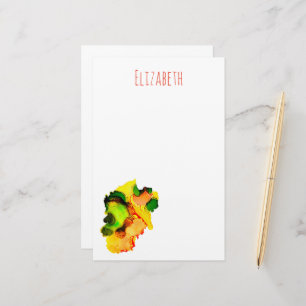 Abstract art alcohol ink yellow green stationery