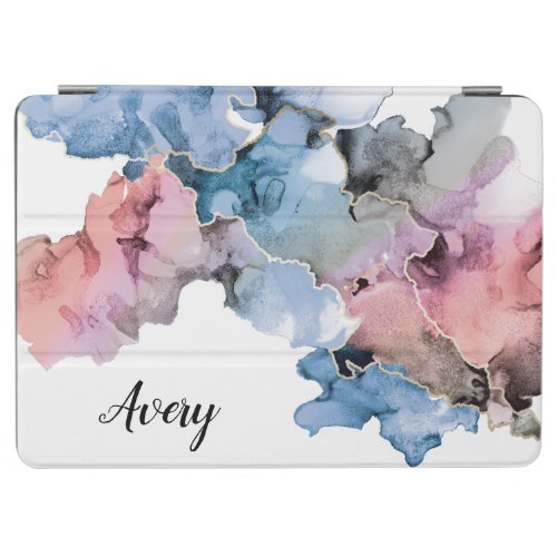 Abstract Art Alcohol Inks Blue Pink Personalized iPad Air Cover