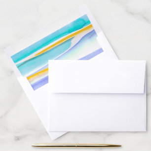 Abstract art aqua blue yellow tropical tide line envelope liner