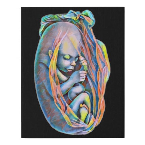 Abstract art Baby In The Womb Human Anatomy Faux Canvas Print