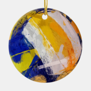 Abstract Art Beach Volleyball Ceramic Ornament